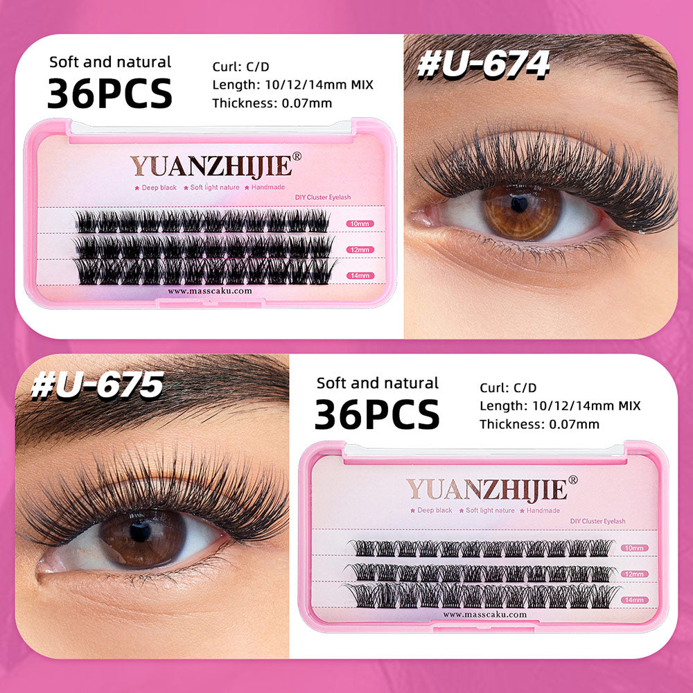 3 Big Lines DlY Clusters Lash Extention #676