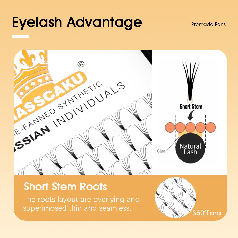 Premade Fans Short Stem Lashes 5D