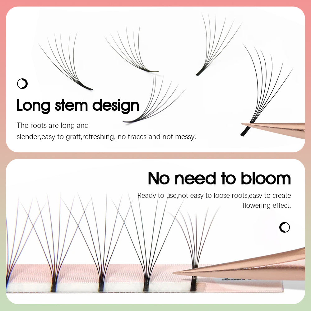 Premade Fans Long Stem Lashes 5D