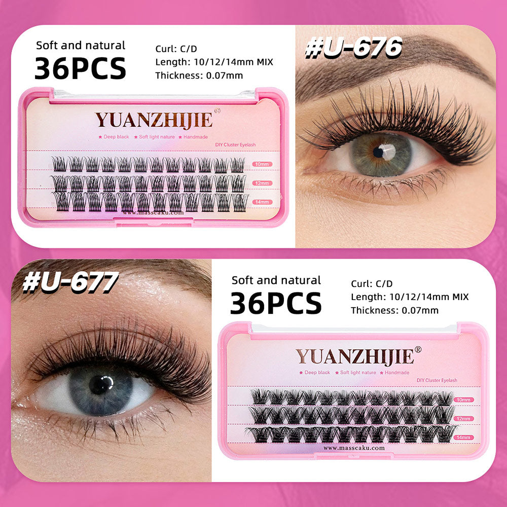 3 Big Lines DlY Clusters Lash Extention #676