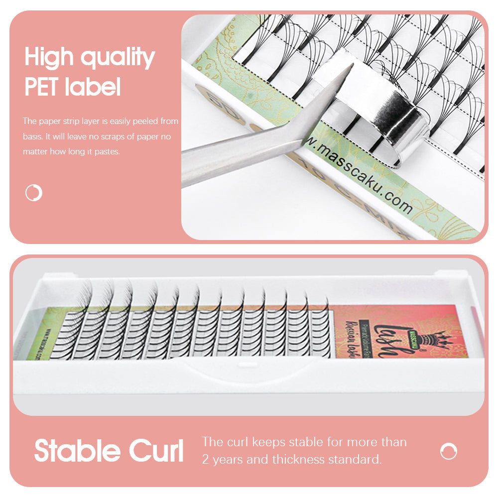 Premade Fans Long Stem Lashes 5D