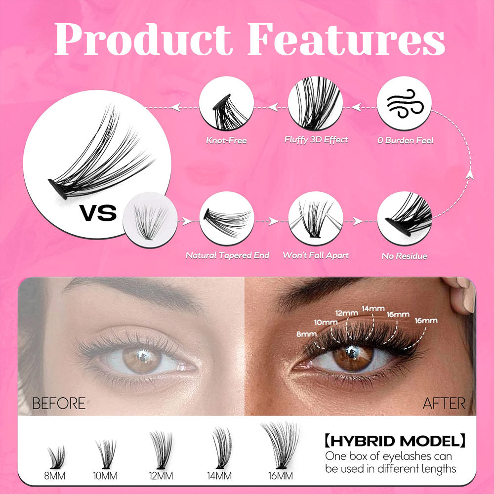 10 Lines Home DlY Clusters Lash Extention #58