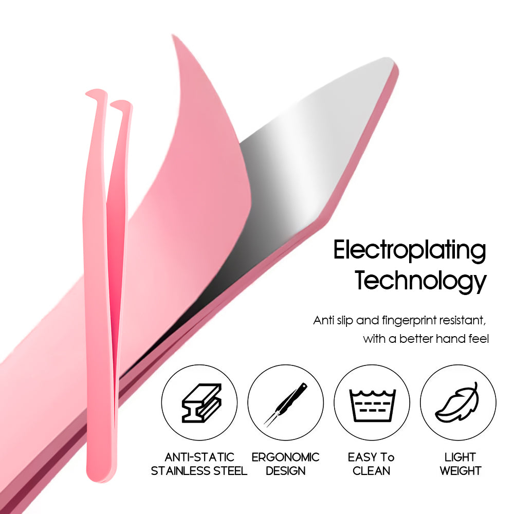 Pink Eagle Beak Shaped DIY Eyelash Tweezers