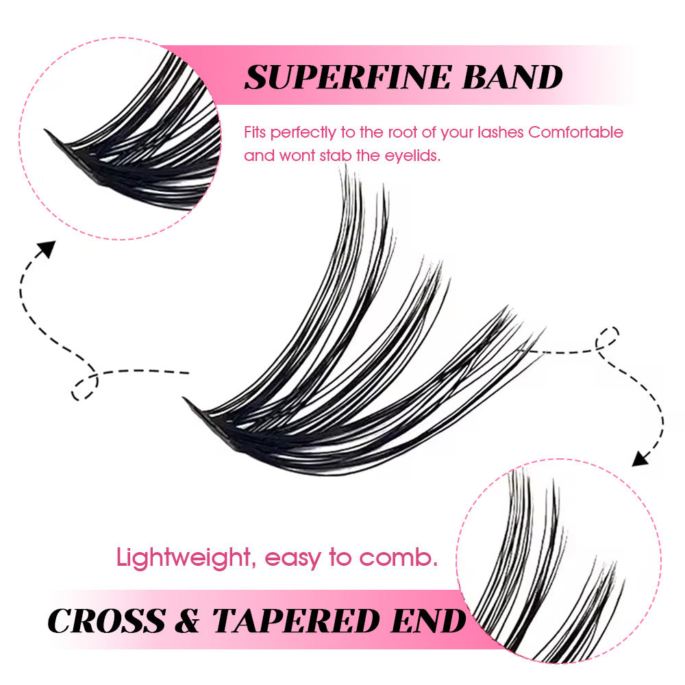 10 Lines Home DlY Clusters Lash Extention #58