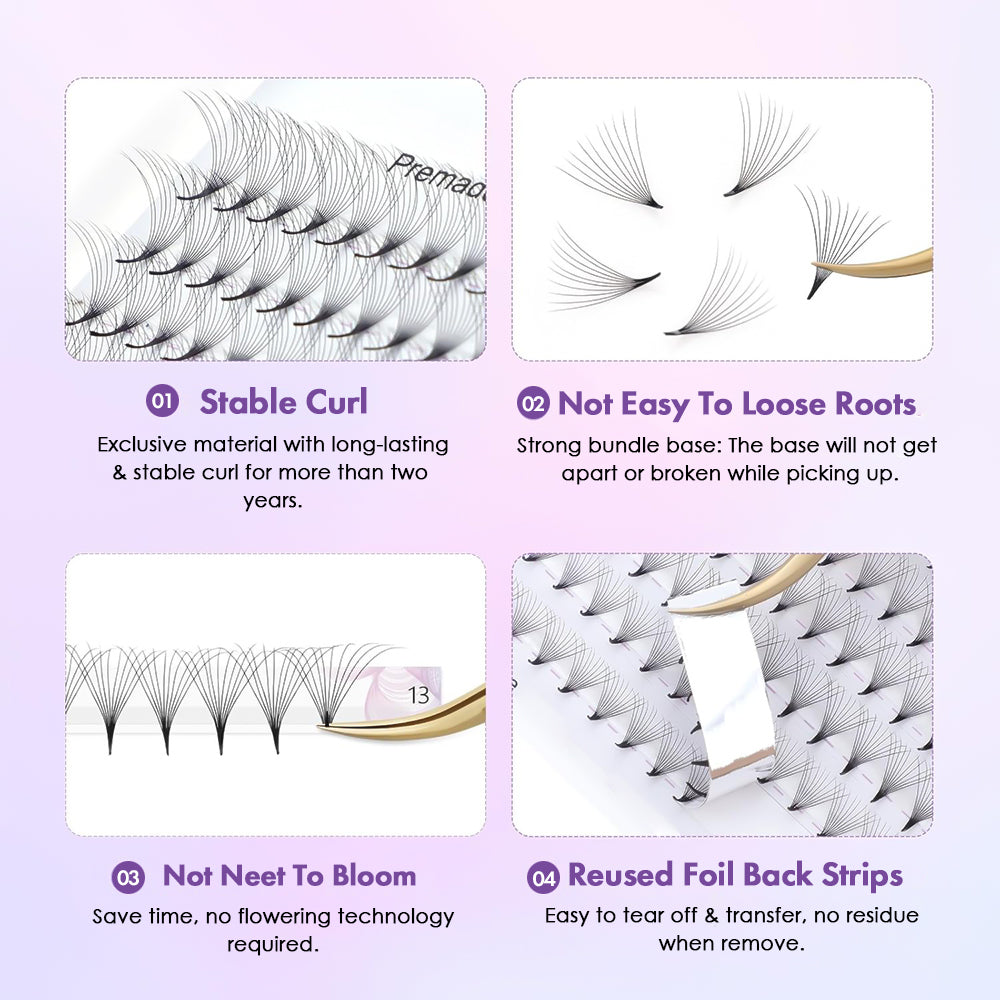 Sharp Base Premade Fans Eyelash 20D