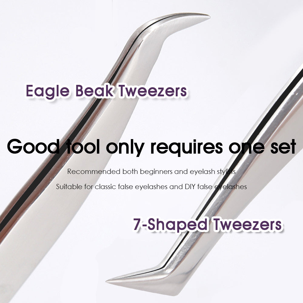 Chickbeak Shaped & 7 Shaped Eyelash Tweezers