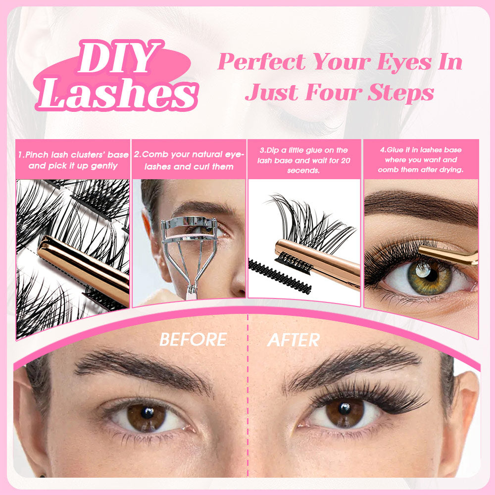 10 Lines Home DlY Clusters Lash Extention #58