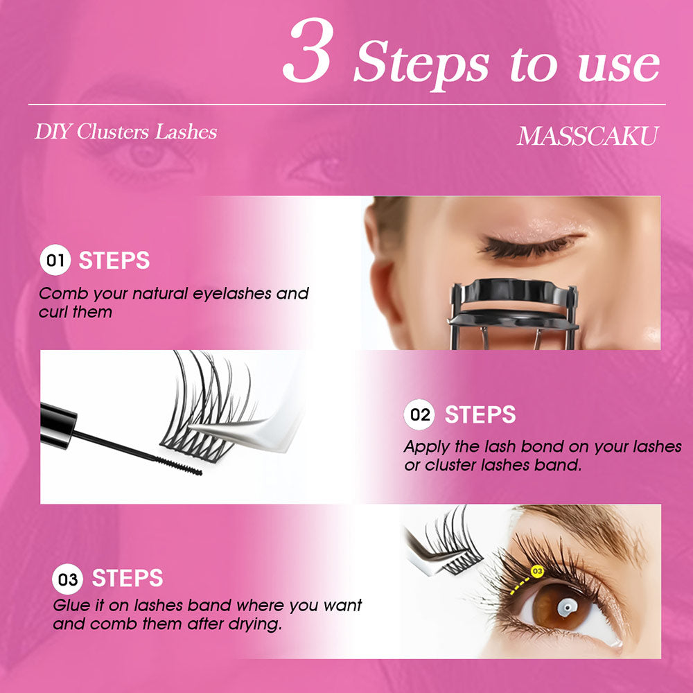 3 Big Lines DlY Clusters Lash Extention #676