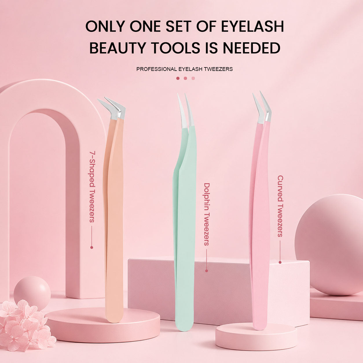 Color Beauty Salon Eyelash Tweezers