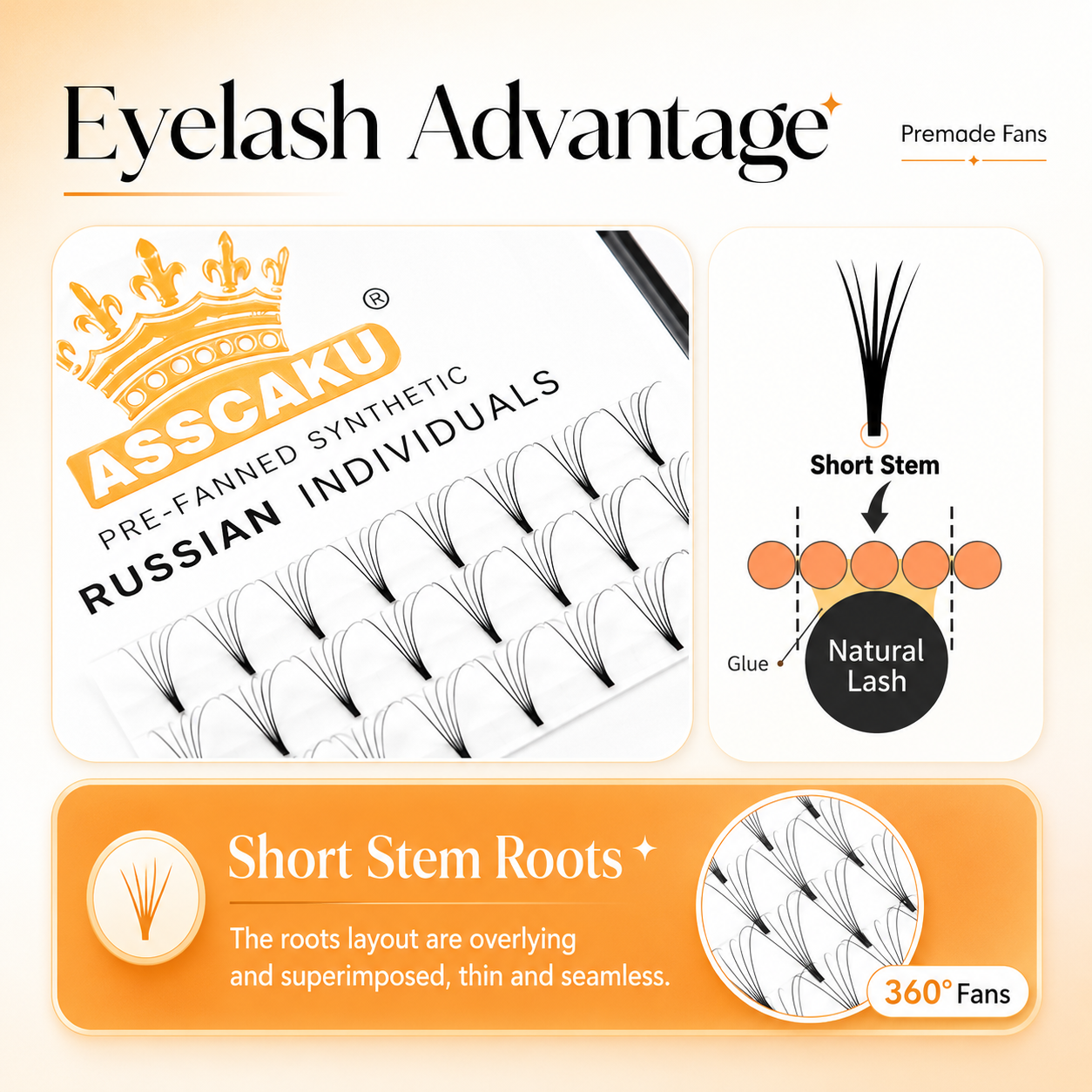 Premade Fans Short Stem Lashes 5D