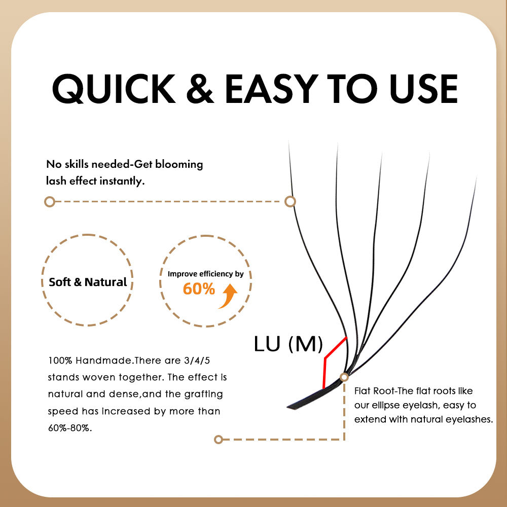 3D W Shaped Premade Fans Eyelash L LU M Curl