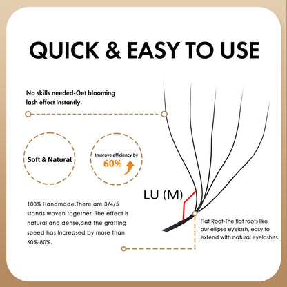 3D W Shaped Premade Fans Eyelash L LU M Curl