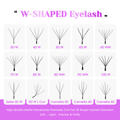 3D W Shaped Premade Fans Eyelash Extension