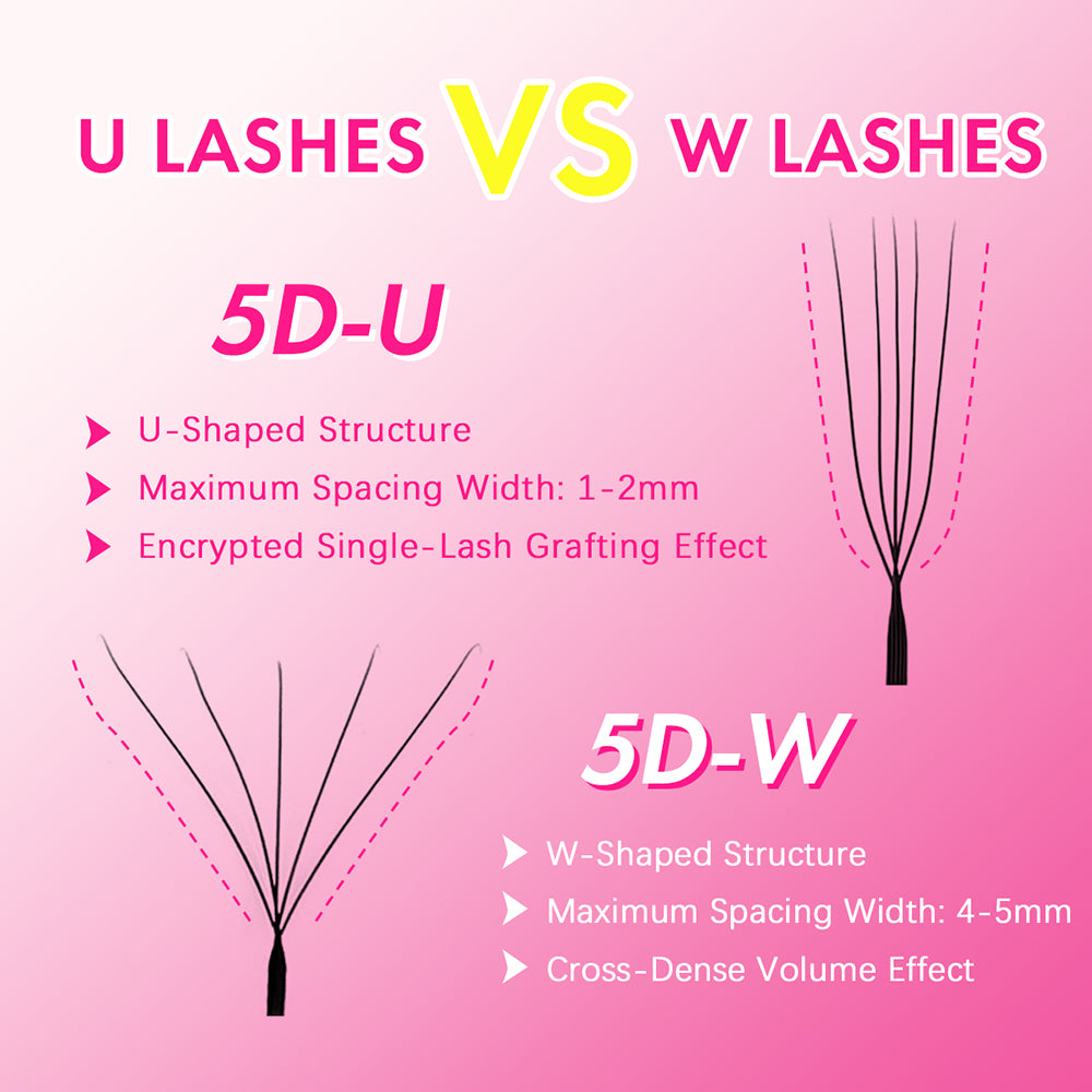 رموش بنية 5D على شكل حرف W 