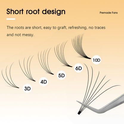 Premade Fans Short Stem Lashes 4D