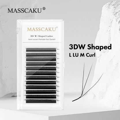 3D W Shaped Premade Fans Eyelash L LU M Curl