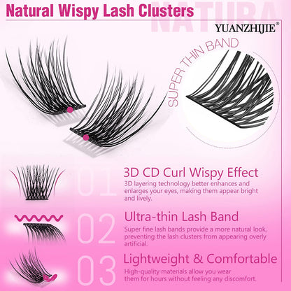 3 Big Lines DlY Clusters Lash Extention #677