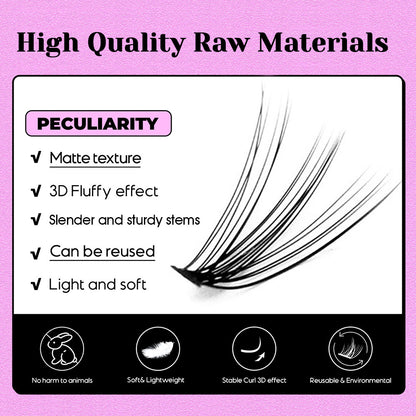 Heat Bonded Cluster Eyelash Extension 20D