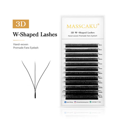 Extensiones de pestañas prefabricadas en forma de W 3D 