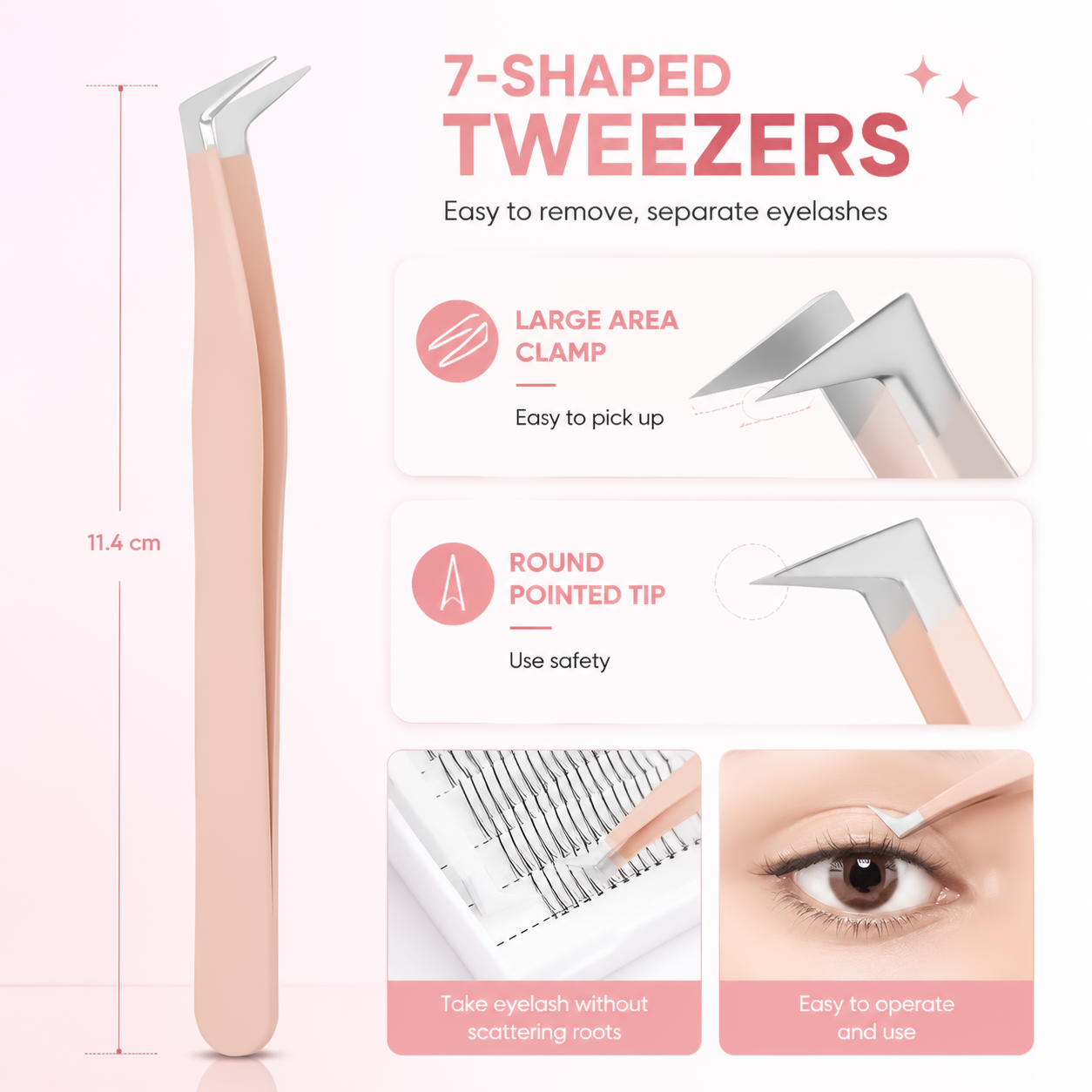 Color Beauty Salon Eyelash Tweezers