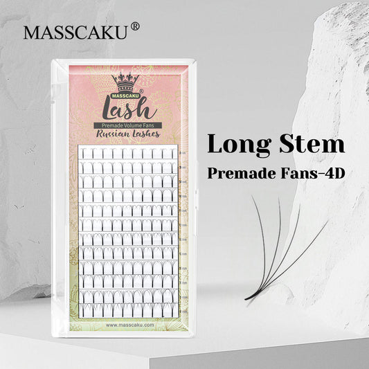 Premade Fans Long Stem Lashes 4D