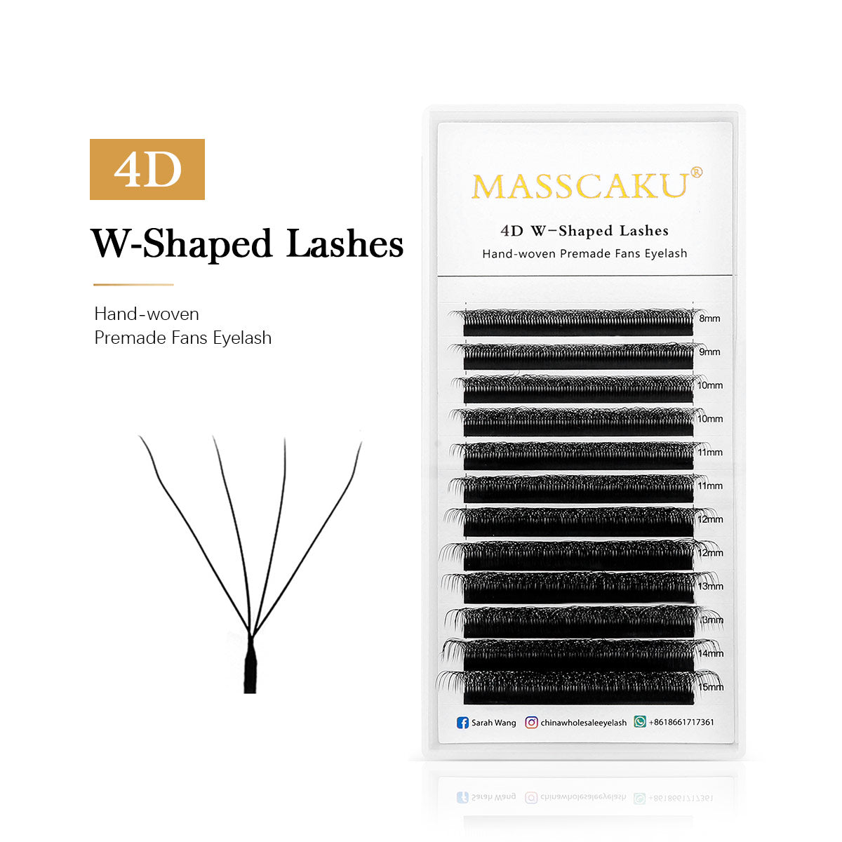 Extensiones de pestañas prefabricadas en forma de W 4D