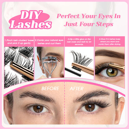 10 Lines Home DlY Clusters Lash Extention #50