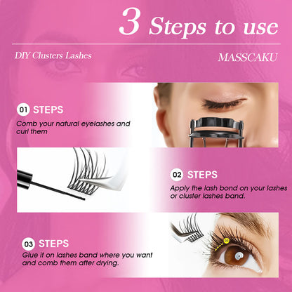 3 Big Lines DlY Clusters Lash Extention #677