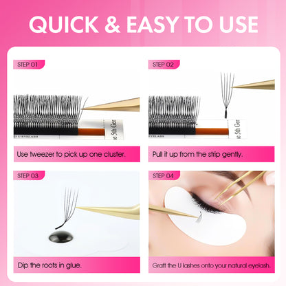 رموش بنية 5D على شكل حرف W 