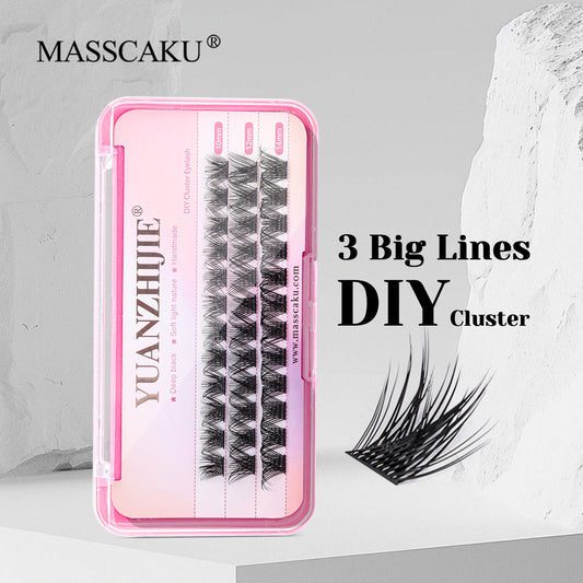 3 Big Lines DlY Clusters Lash Extention #677