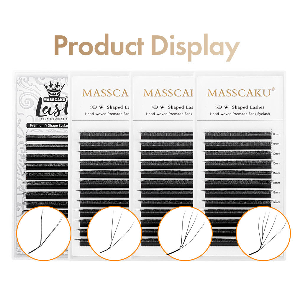 3D W Shaped Premade Fans Eyelash L LU M Curl