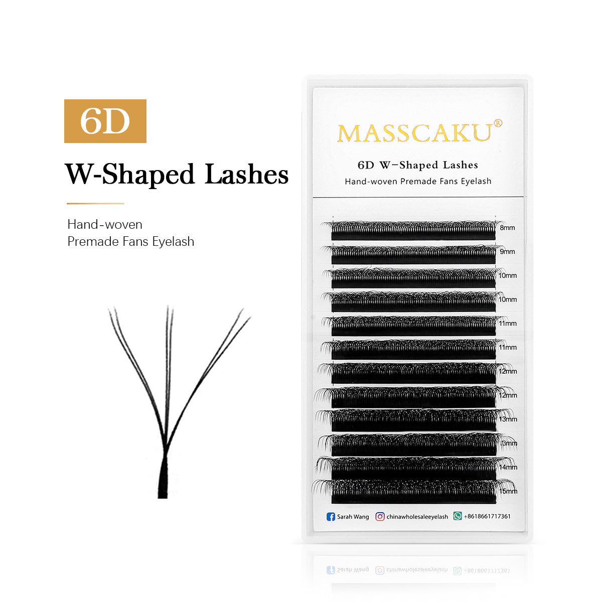 Extensiones de pestañas prefabricadas en forma de W 6D 