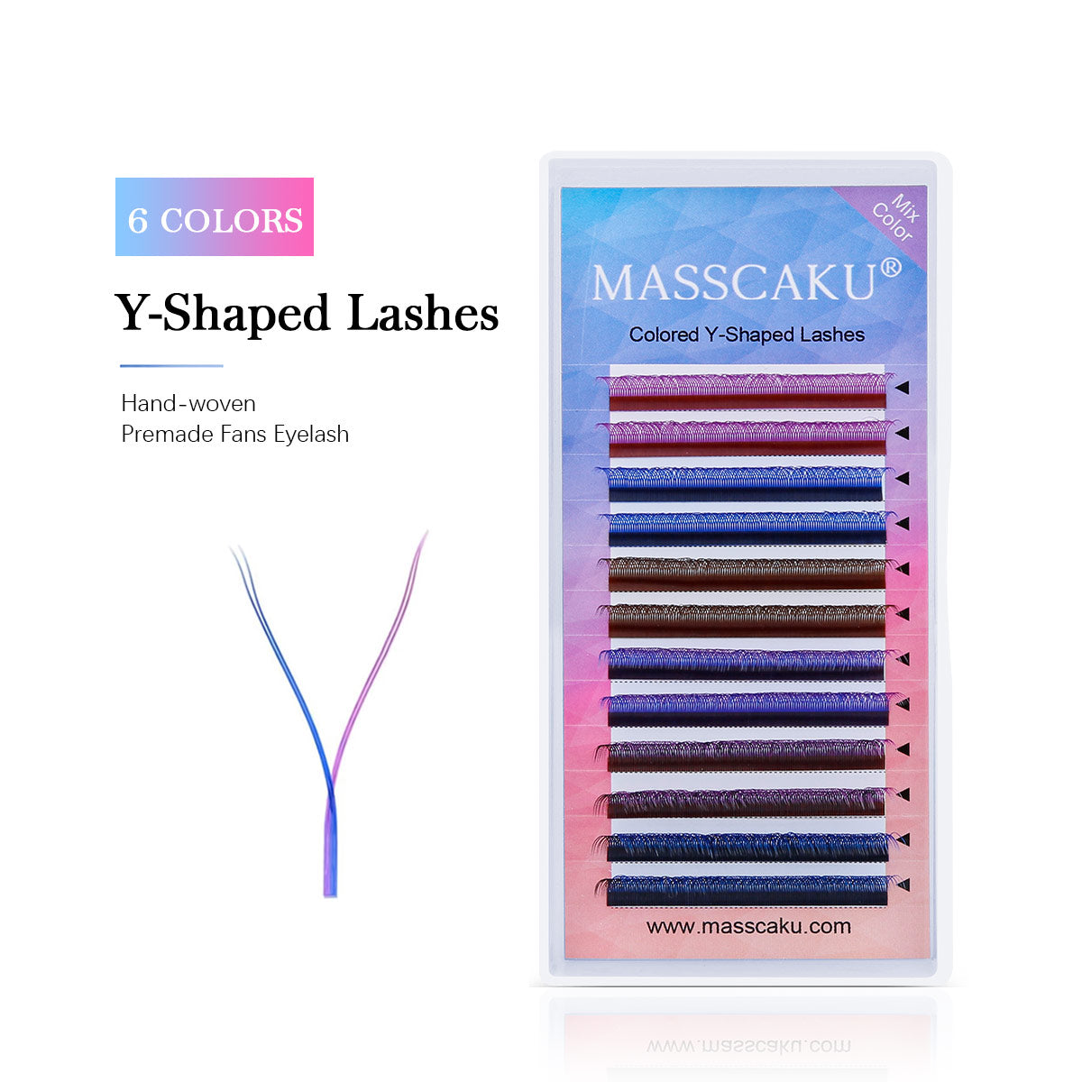 Pestañas coloreadas en forma de YY 